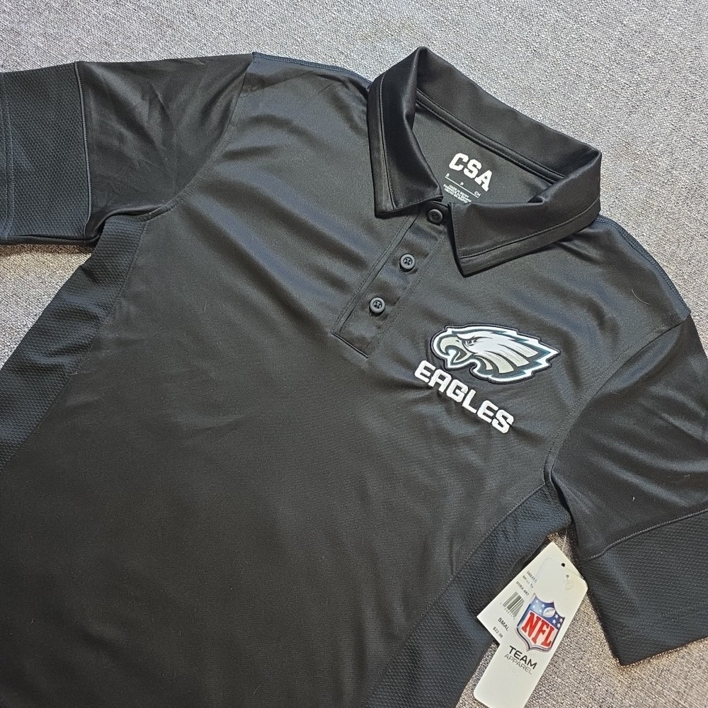 NFL Philadelphia Eagles CSA Team Link Polo Shirt Mens Small Black Team Apparel